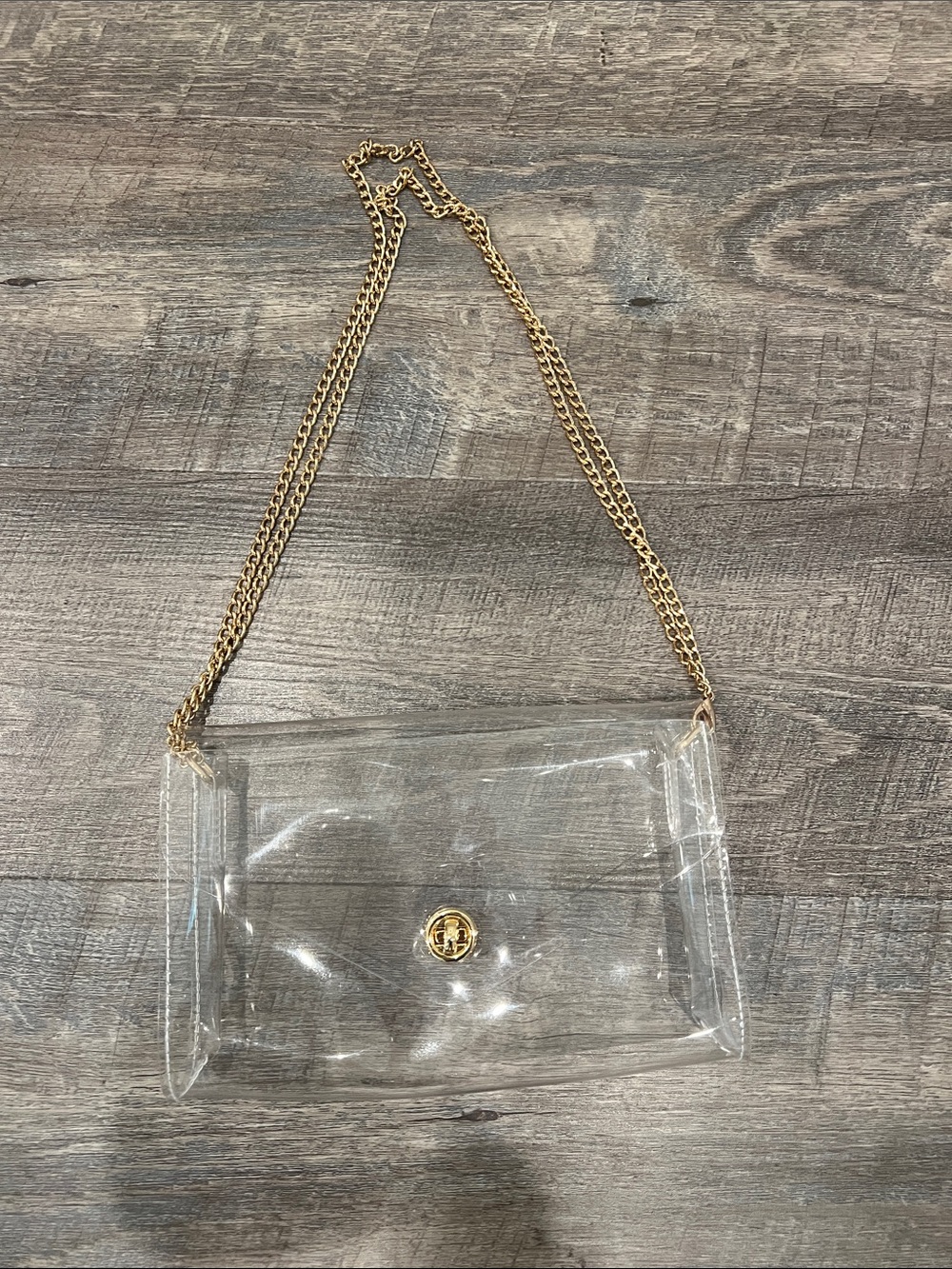 Clear PVC Shoulder Bag with Gold Chain
